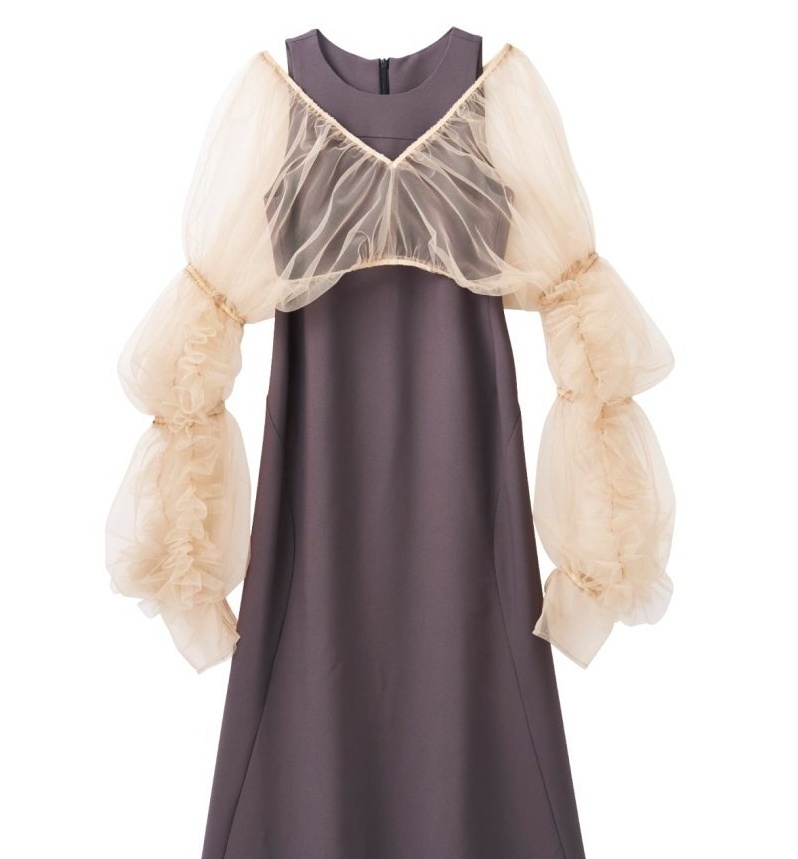 knuth marf】tulle bolero one piece/beige - ロングワンピース