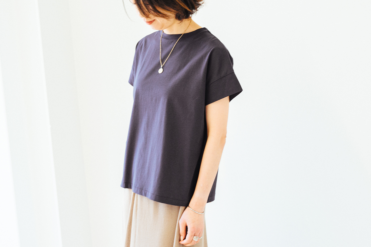 HIGH TWISTED ORGANIC COTTON JERSEY - SHORT SLEEVE TEE：強撚